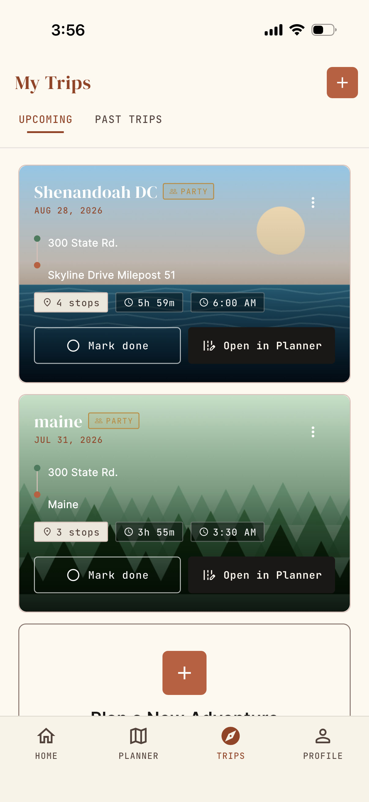 My Trips screenshot